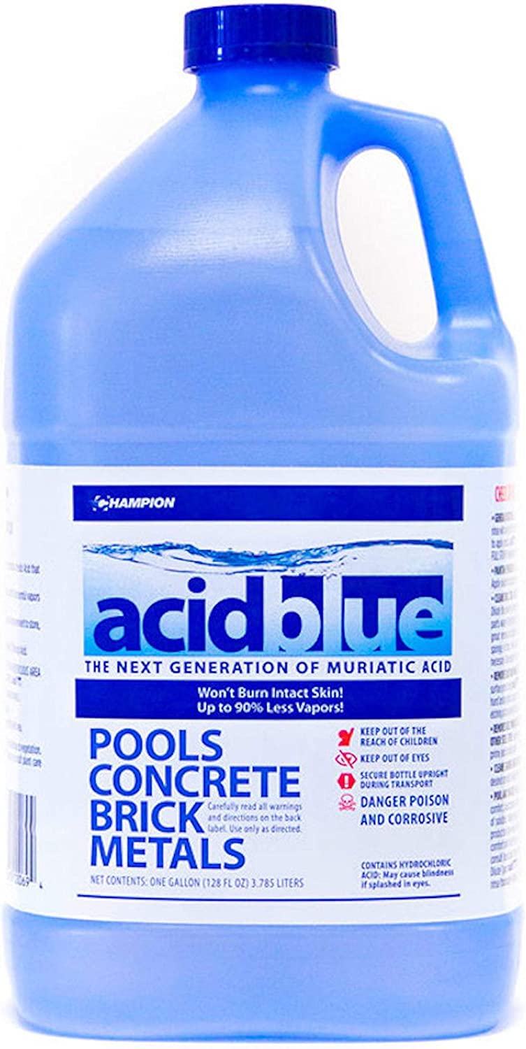Champion Acid Blue Low Fume Muriatic Acid, pH & Alkalinity Decreaser, 1 Gallon 1 Gallon