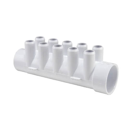Waterway 672-4680 Manifold, PVC, Waterway, 1-1/2"S x 1-1/2"Spg x (10) 3/4"SB Ports