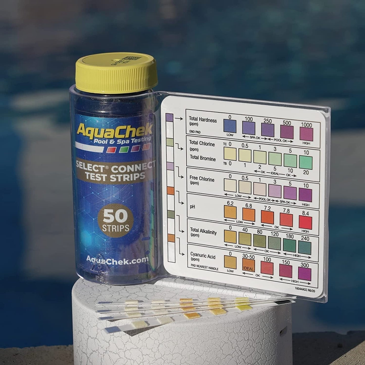Aquachek 541604A 7-in-1 Pool and Spa Test Strips with Color Chart